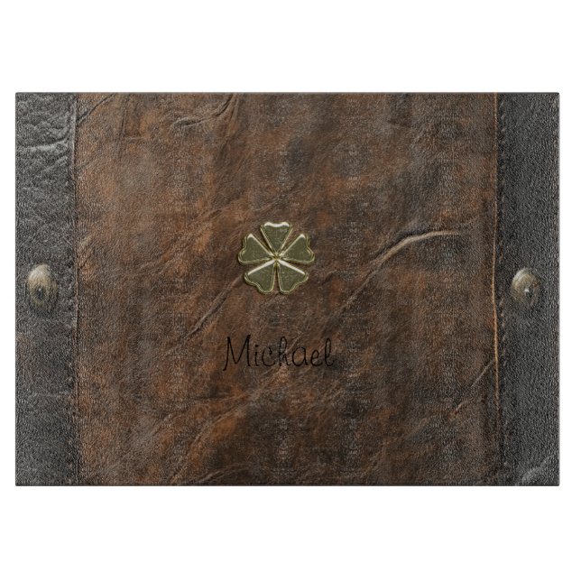 Guld Shamrock St.Patrick's Day, Brun Läder (Framsidan)