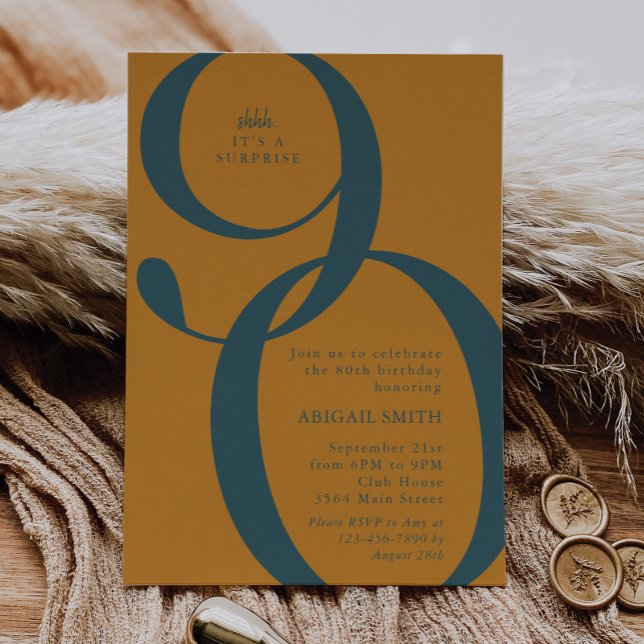 Guld Shh Det är en överraskning 90-årsfest Inbjudningar (Skapare uppladdad)