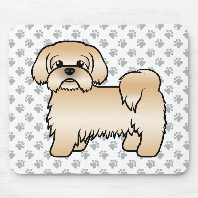 Guld Shih Tzu Cute Tecknad hund Illustration Musmatta (Framsidan)