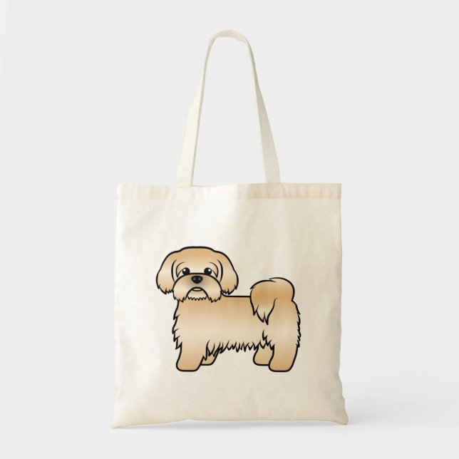 Guld Shih Tzu Cute Tecknad hund Illustration Tygkasse (Framsidan)