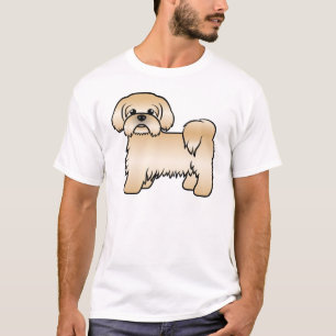Guld Shih Tzu Söt Tecknad Hund Illustration T Shirt