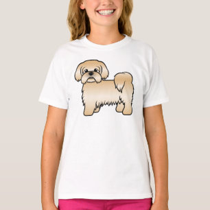 Guld Shih Tzu Söt Tecknad Hund Illustration T Shirt