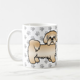 Guld Shih Tzu Söt Tecknad Hundillustration Kaffemugg