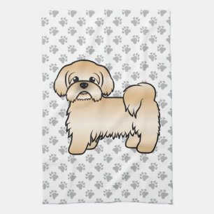 Guld Shih Tzu Söt Tecknad Hundillustration Kökshandduk