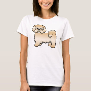 Guld Shih Tzu Söt Tecknad Hundillustration T Shirt