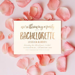 Guld Shimmer Chic Bachelorette Party Inbjudningar