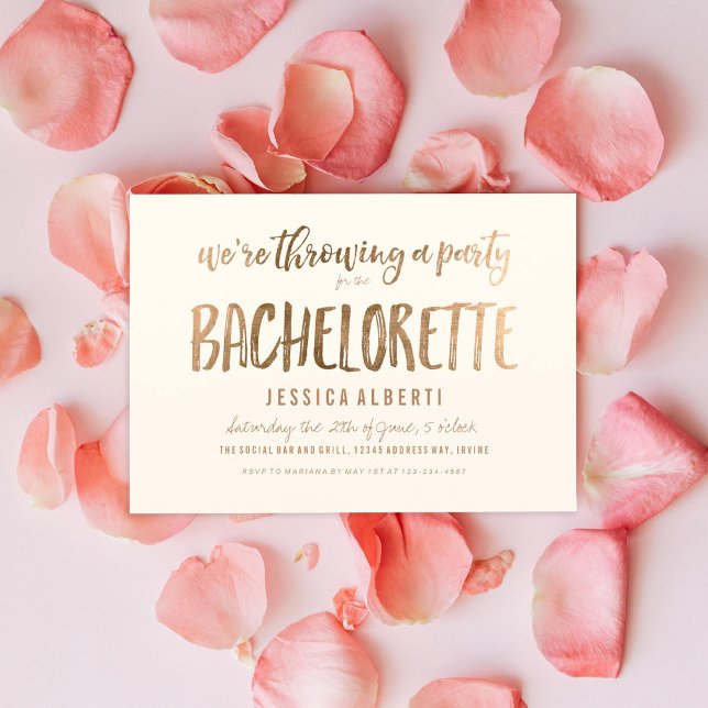 Guld Shimmer Chic Bachelorette Party Inbjudningar (Skapare uppladdad)