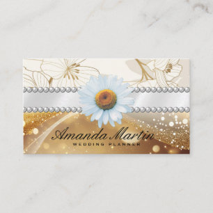 Guld Shimmer Flower Mönster Visitkort