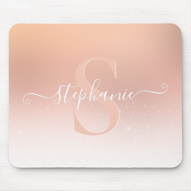 Guld Shimmer Gnistra Glitter Monogram Mouse Pad Musmatta (Framsidan)