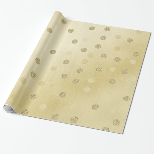 Guld Shimmer med Glitter Circles Presentpapper (Utrullad)