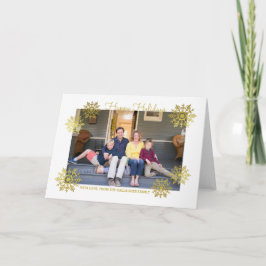 Guld Shimmering Chic Snowflake Helgdag Photo Helgkort
