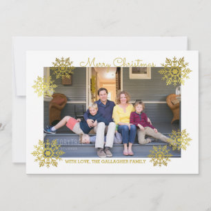 Guld Shimmering Chic Snowflake Helgdag Photo Julkort