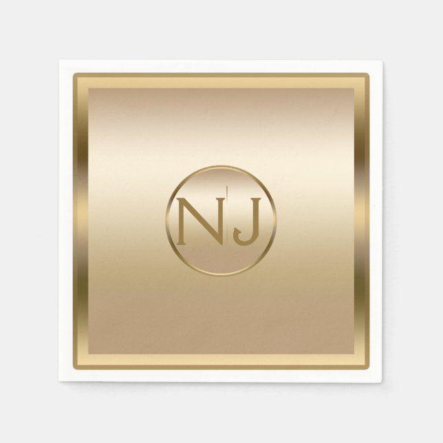 Guld Shine Golden Shiny Modern Glam Party Pappersservett (Framsidan)