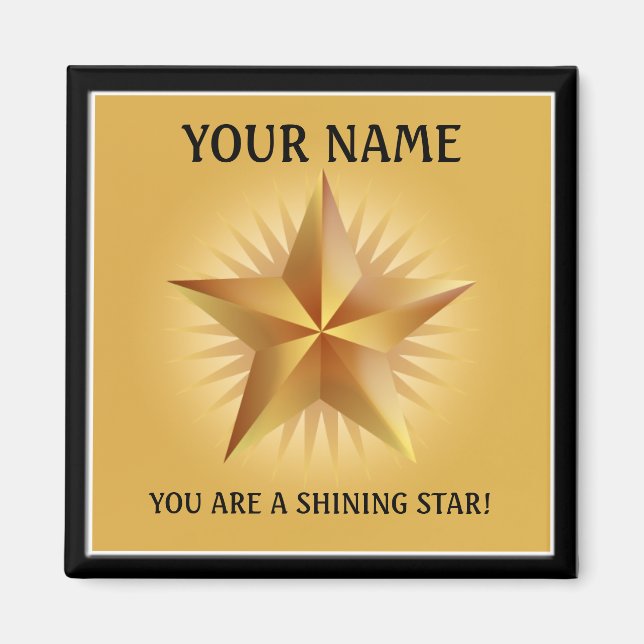 Guld Shining Star Anpassningsbar Magnet (Framsidan)