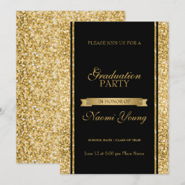Guld Shiny Glitter Inbjudningar