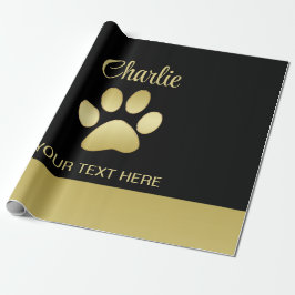 Guld Shiny Hund Tass mot svart bakgrund Presentpapper