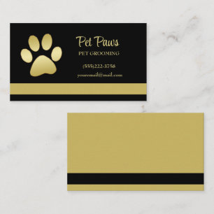 Guld Shiny Hund Tass på den svarta pet Grooming Se Visitkort