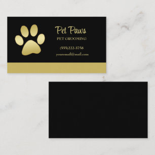 Guld Shiny Hund Tass på den svarta pet Grooming Se Visitkort