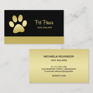 Guld Shiny Hund Tass på den svarta pet Grooming Se Visitkort