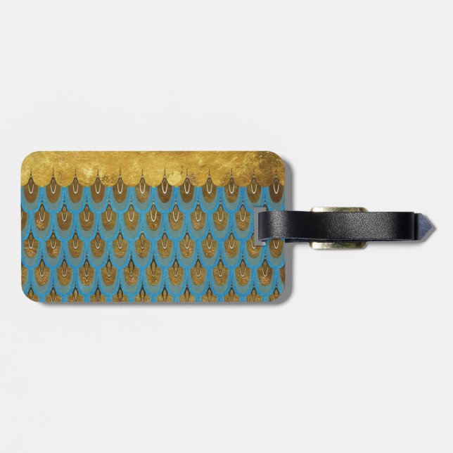 Guld Shiny Princess Sjöjungfru Glitter Scales Bagagebricka (Baksida Vågrät)