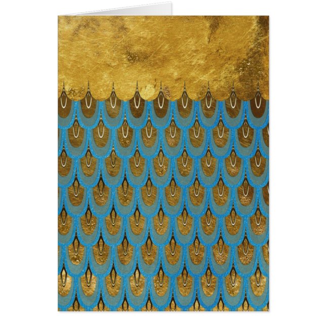 Guld Shiny Princess Sjöjungfru Glitter Scales Hälsningskort (Framsidan)