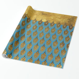 Guld Shiny Princess Sjöjungfru Glitter Scales Presentpapper