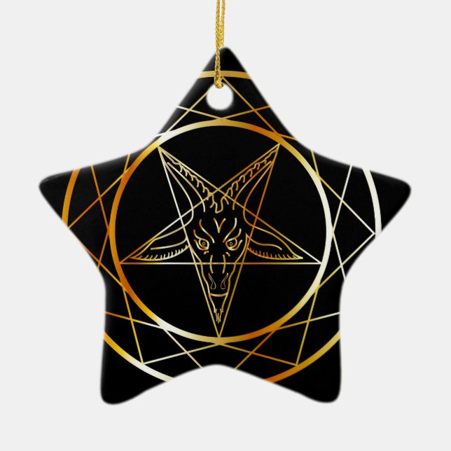 Guld- sigil av Baphomet Julgransprydnad Keramik (Framsidan)