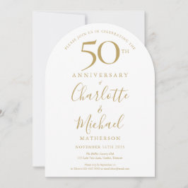 Guld Signatur Båge 50-års bröllopsjubileum Inbjudningar
