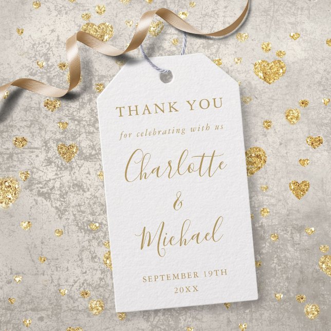 Guld Signatur Skript Bröllop Gåva Tack Presentetikett (Gold Signature Script Wedding Favor Thank You Gift Tags
)