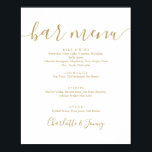 Guld Signature Script Bar Meny Skylt<br><div class="desc">Denna eleganta guldskrift minimalistiska bar meny skylt är perfekt för alla firanden. Designad av Thisisnotme©</div>