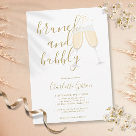 Guld Signature Script Brunch Bubbly Bröllopsfest Inbjudningar
