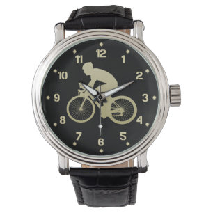 Guld Silhouette Bicyclist Armbandsur