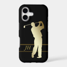 Guld Silhouette Golfer Monogram