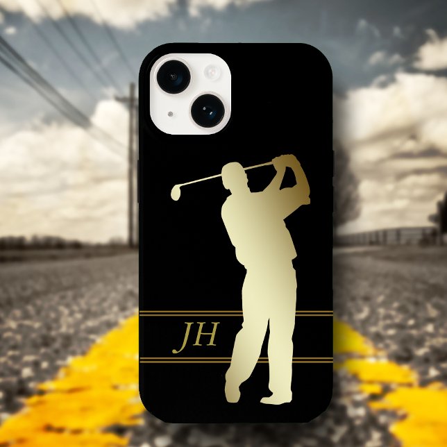 Guld Silhouette Golfer Monogram (Skapare uppladdad)