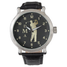 Guld Silhouette Golfer Monogram
