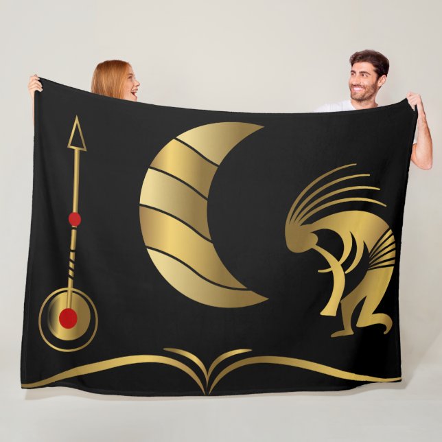 Guld Silhouette Kokopelli Fleece Blanket (På plats)