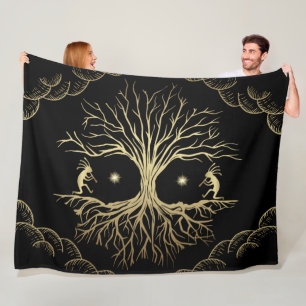 Guld Silhouette Kokopelli Fleece Blanket