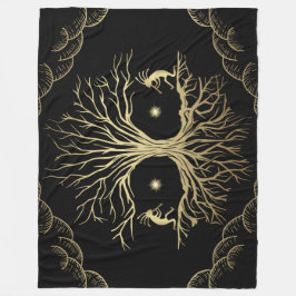 Guld Silhouette Kokopelli Fleece Blanket