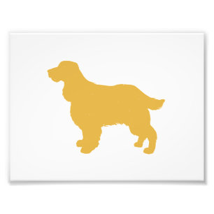 Guld silhuett Cocker - Välj tillbaka färg Fototryck