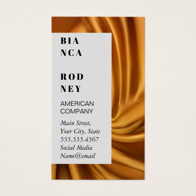 Guld Silke Fabric Bunched Up Visitkort (Framsidan)