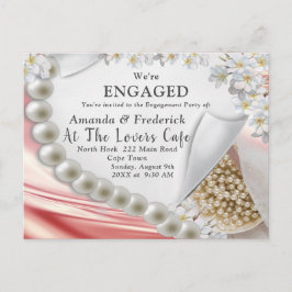 guld Silke & Pearls Förlovning Inv. Inbjudan Vykort