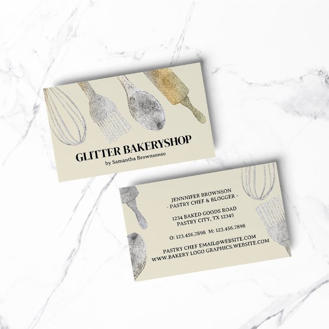 Guld silver bakverk bageri kokare visitkort (bakery business  chef)
