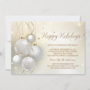 Guld Silver Baubles Stars Light Chic Julfest Inbjudningar