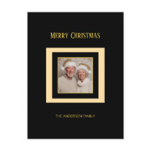 Guld Silver Black Elegant Fotojulkort