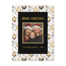 Guld Silver Black Ornaments Fotovykort