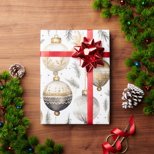 Guld Silver Black Vintage-julprydnader Presentpapper (Julgåva)