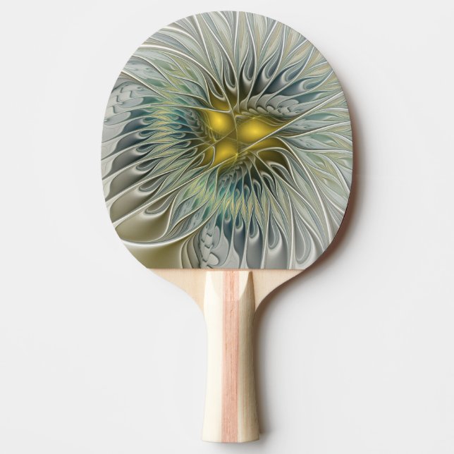 Guld Silver Blomma Fantasy abstrakt Fraktal Konst Pingisracket (Framsidan)