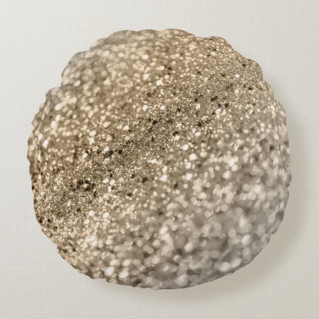 Guld Silver Bokeh Glitter #1 (Faux Glitter) #decor Rund Kudde (Framsidan)