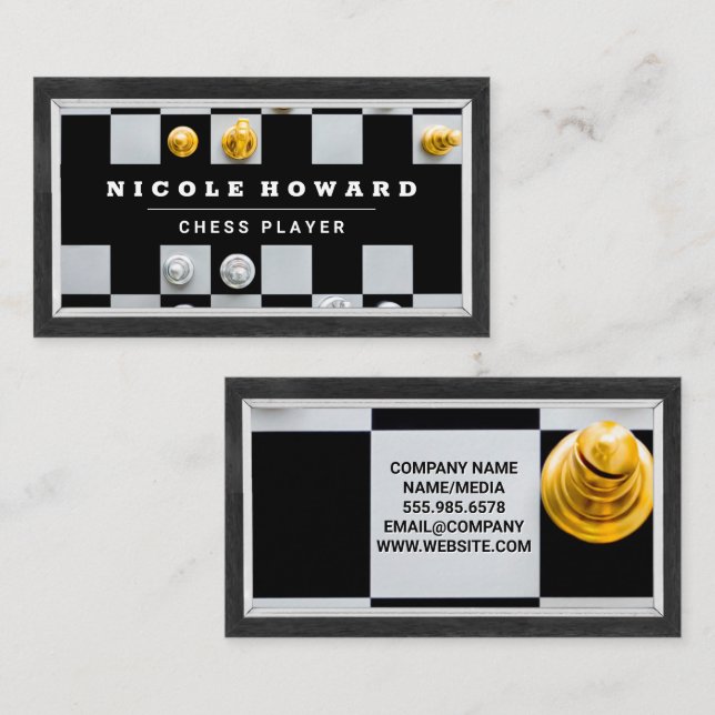 Guld Silver Chess Delarare Visitkort (Fram/baksida)