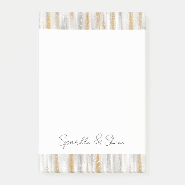 Guld Silver Chic Glam Glitzy Ränder Glitter  Post-it Block (Framsida)
